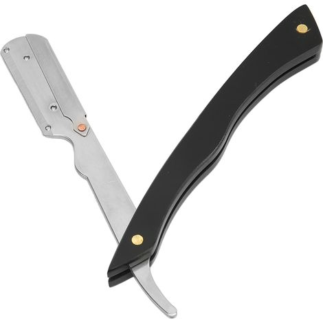 Manche pliable de tondeuse à barbe, réutilisable, acier inoxydable, coupe-douce manuel droit pour homme, rasage précis, outil de toilettage durable. (1/5)