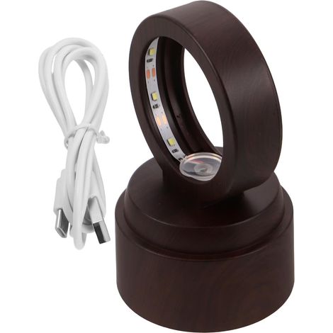 Socle LED rond de 56 cm (22 pouces) avec texture bois pour présentoir (1/5)