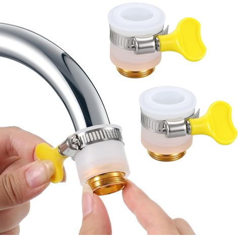 Adaptateur universel pour robinet (2 pièces), compatible avec les tuyaux d'arrosage et de nombreux filtres à eau, diamètre extérieur de 14 à 24 mm. (1/5)
