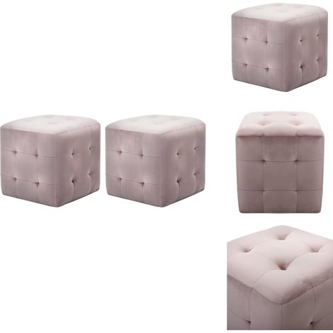 Pouf 2 Stk. Rosa 30x30x30 cm Samtstoff - Samtsitzsack - Rosa Sitzkissen - Pouf Set - Wohnaccessoire - Deko Kissen (1/5)