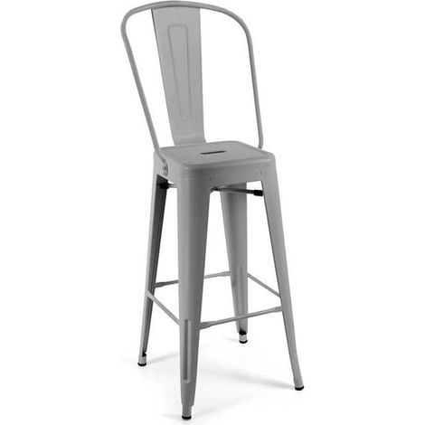 SET 2 SEDIE EDIMBURGO ALTE METALLICHE 42 X 42 X 76 CM GRIGIA SHABBY