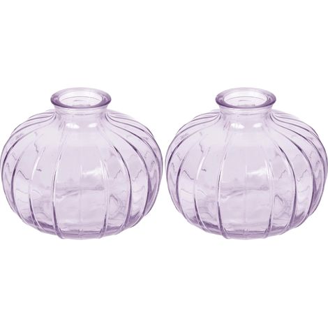 Vase Soliflore en Verre Lilas pour Fleurs Décoration Centre de Table Mariage Rebord de Fenêtre Fêtes Jardin Dîner d'Été Cheminée Cadeau Hauteur 8 cm (Lot de 2) (1/2)