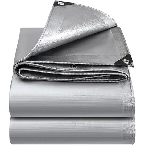 130GSM Heavy Duty Waterproof Polyethylene Tarpaulin - 2 x 6 m - Silver - UV Anti-Frost - with Metal Grommets - Multipurpose for Garden, Camping, Gazebo, Shed, Car (1/5)