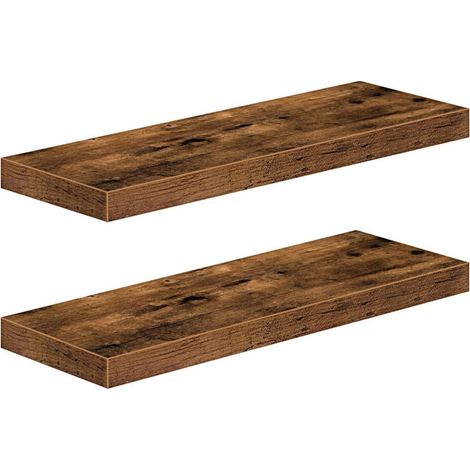 Étagère murale suspendue en bois 40 cm – Fixations dissimulées – Charge maximale 10 kg – Pour salon, cuisine et salle de bain (1/4)