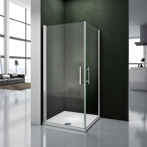 Box Doccia Angolare Doppia Porta a Battente Rotazione Di 180 Gradi In Vetro Temperato 6mm Anticalcare Trasparente 76x76x187 cm (1/5)