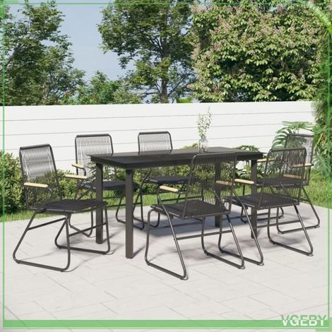 Ensemble à manger de jardin 7 pcs - FAFEICY - 3099212 - Rotin PVC anti-UV - Cadre acier robuste - Table verre 140x70x74 cm (1/5)