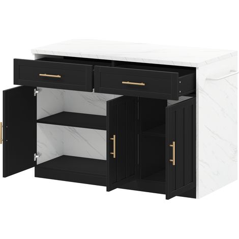 Kücheninsel schwarz 120 x 60 x 91 cm mit Stauraum und Bartheke MODENUIT (1/5)