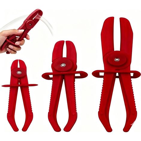 Set mit 3 Schlauchschellen, Kunststoff-Stoppfellen für flexible Schläuche (rot) (1/5)