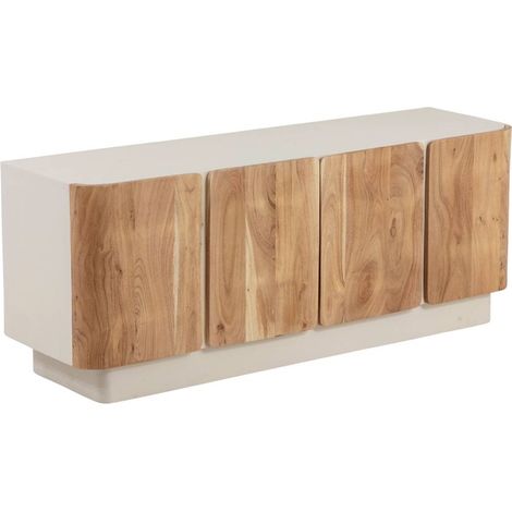 Made In Meubles – Meuble TV en manguier blanchi – 4 portes en acacia naturel – Dimensions 55x140x40cm – Design moderne et chaleureux (1/5)