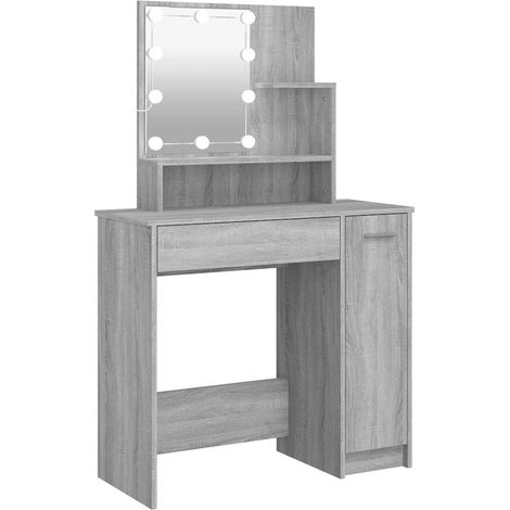 Coiffeuse avec LED Sonoma gris 86,5x35x136 cm