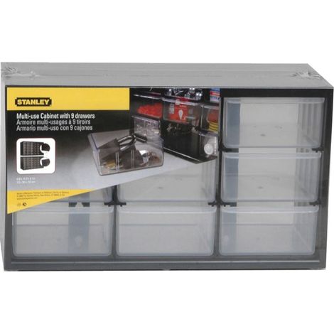 STANLEY ORGANIZER 9 SCOMPARTI CASSETTI GRANDI TRASPARENTI SENZA BLOCCO 36x15X22