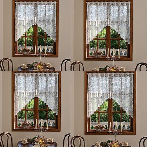 Ensemble de 4 voilages 160x100cm, modernes et translucides, avec œillets, pour chambre, salon, dressing, etc. (1/5)