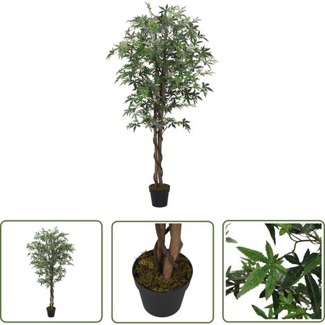 The Living Store Ahornbaum Künstlich 224 Blätter 80 cm Grün - Künstlicher Ahornbaum - Kunstpflanze - Pflanzen Dekor - Zimmerpflanzen - Innendekoration (1/5)