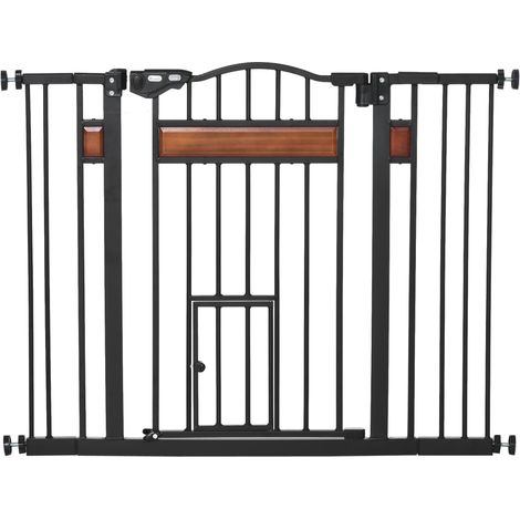 Cancelletto per Cani di Taglia Media e Piccola 74-105x76,2 cm con Chiusura Automatica Nero
