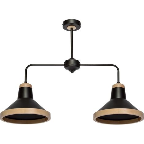Plafonnier SALMA Milagro noir bois 2xE27 60W 74cm large (1/5)