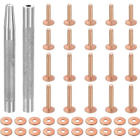 Lot de 20 rivets et fraises en cuivre, attaches à rivets en cuivre pour cuir massif (1/5)