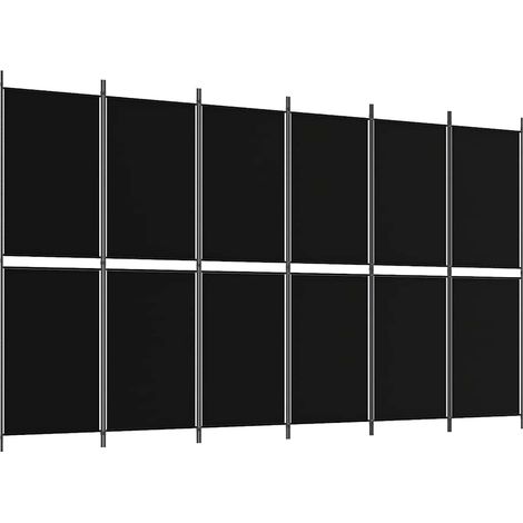 Cloison de séparation 6 panneaux Noir 300x180 cm Tissu (1/5)