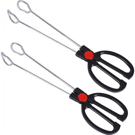 BEBUSINGOTO 2 pinzas de acero inoxidable para cocina, pan, hornear, parrilla, buffet, 25 cm (1/5)