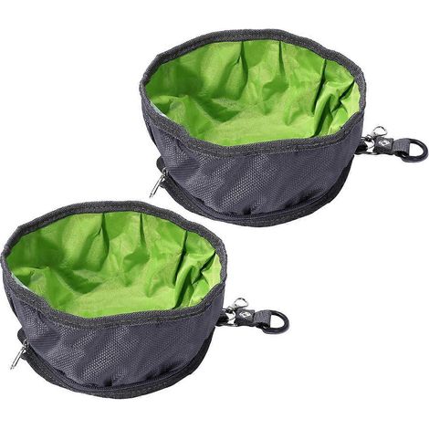 Lot de 2 gamelles pliables pour chats et chiens, avec distributeur d'eau et de nourriture, idéales pour le camping, les voyages et la randonnée (gris) (1/5)