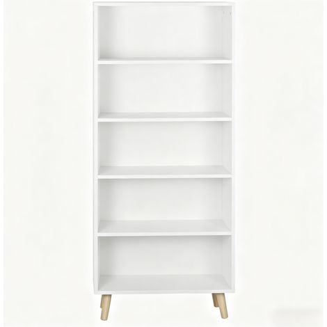 Étagère blanche en mélamine E1 avec 5 compartiments, 60 x 24 x 144 cm (1/5)