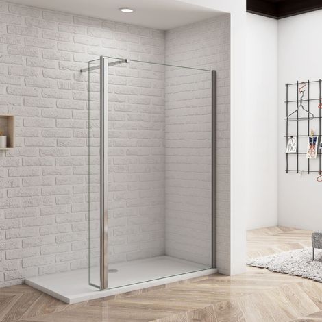 120x200cm Walk in Duschwand+30x200cm Flipper Panel + 73-120cm Stabilisator 8mm NANO ESG Glas Duschwand (1/4)