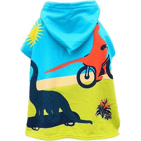 Poncho de bain enfant, serviette de bain dinosaure, serviette de plage à capuche, pour la salle de bain, la plage et la piscine. (1/5)