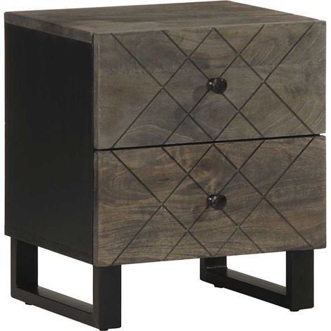 Lot de 2 Tables de chevet,Cabinet de chevet,Table de nuit noir 40x33x46 cm bois de manguier solide CFW291453 (1/5)