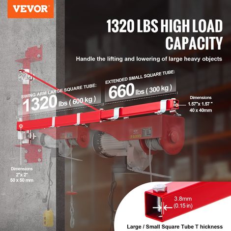 Bras de Support de Palan Électrique, Capacité de Charge 600 kg, Bras Pivotant de Support Palan Électrique, Cadre de Palan Acier, Br… (1/5)