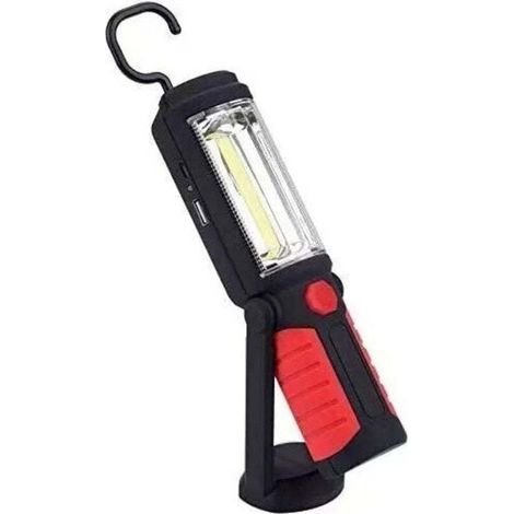 Lampe de poche LED mains libres [NOUVELLE VERSION 2018] Lampe de travail LED COB 3W 2 en 1 Camping/Randonnée/Voiture/Garage/Atelier Torche Deux modes d'éclairage Rouge (1/5)