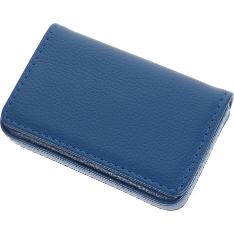 Boîte Porte-cartes de Visite pour Bureau, Pu Bleu, Grosse Capacité, Compacte et Portable, Rangement Stable pour Cartes de Visite au Travail (1/5)