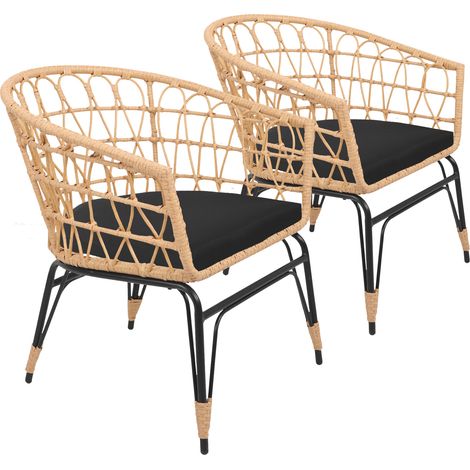 Set di 2 poltrone in rattan sintetico con cuscini AIKO