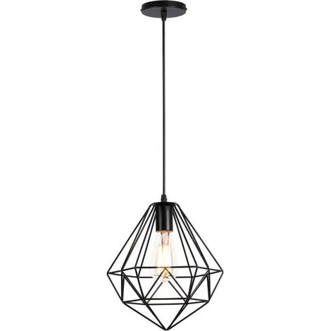 U-DO LOT DE 2 Lustre Suspension Rétro Industriel E27 Lampe en Métal Noir (1/4)