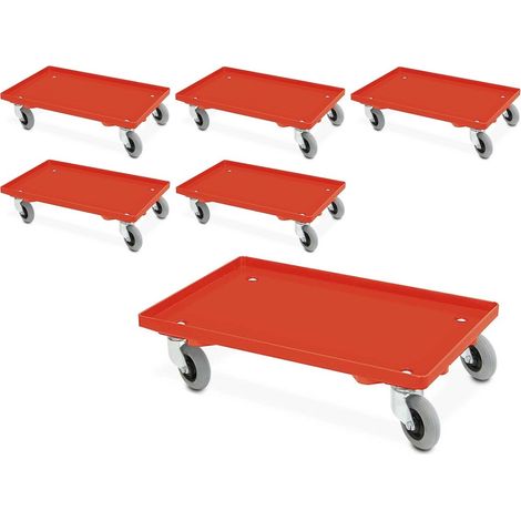 BRB Lot de 6 rouleaux de transport avec roulettes roulantes, couvercle fermé, 600 x 400 mm ou 2 x 400 x 300 mm (1/2)