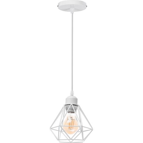 Lustre en métal rétro luminaire lustre de plafond rétro Edison Base E27 éclairage de plafond 1617 cm blanc 1 pièce (1/3)