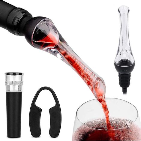 Aérateur de Vin,Verseur Aérateur de Vin Plastique Rapide bec Verseur à Vin Accessoire de Dégustation Qualité Professionnelle Oxygène Et Libère Les Armes du Vin Rouge ou du Vin Blanc, (1/4)