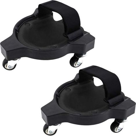 Set of 2 flexible kneeling pads with wheels for the garden and construction sites, black