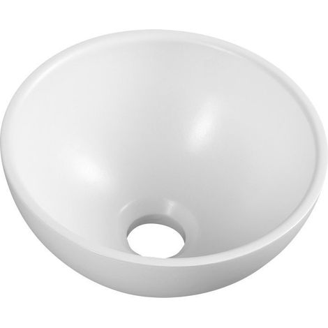 Vasque à poser MINOR, marbre coulé, dia. 26 cm, blanc (1/4)