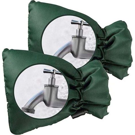 2er-Pack Außenwasserhahn-Abdeckungen – XU, Dickwandiger Frostschutz für Außenwasserhähne – Wasserdicht – Grün – KZQ