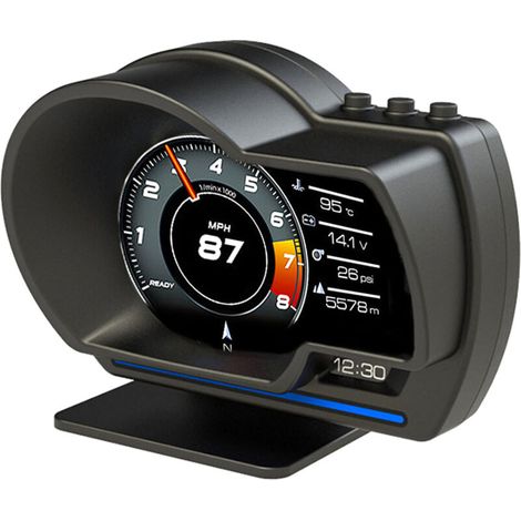 Affichage tête haute de voiture OBD2 GPS double jauge intelligente, compteur LCD Cher Code de défaut lire le flux de données adapté à toutes les voitures-Crezuo