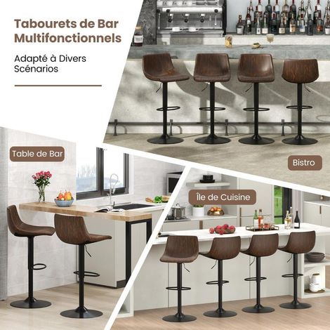 Confort au comptoir avec 2 tabourets de bar, hauteur réglable, assise velours, style mi-siècle pour cuisine (1/5)