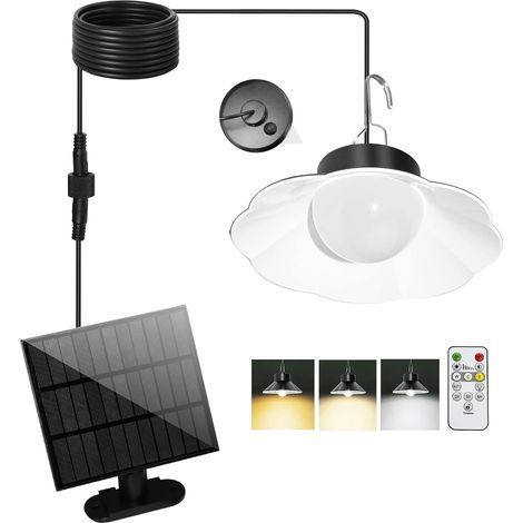 Solar-Außenleuchte, Solar-Hängeleuchte mit Dämmerungssensor 3 Farbtemperaturen, Solar-Innenleuchte, Solar-Kronleuchter/6 Helligkeitsstufen/IP65 wasserdicht für Garten/Terrasse – 5 m (1/5)