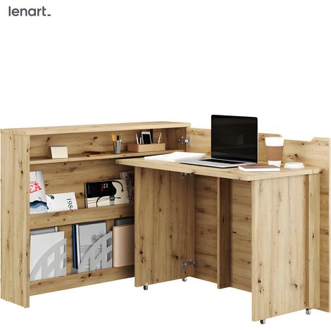 Lenart Bureau extensible avec rangement 115cm OFFICE CONSUS CW01P chêne artisan droit (1/3)