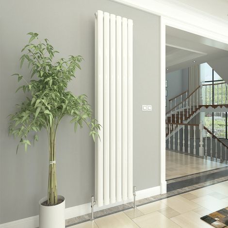 T&K Vertical White Double Radiator Oval Column Designer 1800x354mm Modern Central Heating Rads (1/5)