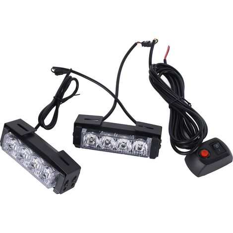 Barre de feux stroboscopiques 24W 12V 8LED Rouge Bleu, lampe flash haute luminosité pour véhicule d'urgence, signalisation danger sécurité (1/5)