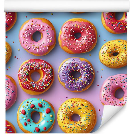 Bunte Donut-Tapete in Rot und Blau für Wohn- und Schlafzimmer, 50 x 1000 cm (1/4)