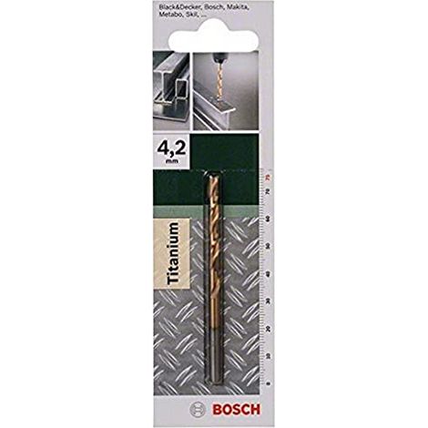 Bosch Accessories 2609255096 HSS Punta a spirale per metallo 4.2 mm Lunghezza totale 75 mm TiN DIN 338 Alberino cilindr (1/4)