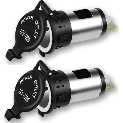 Presa accendisigari 12V 120W, adattatore per accendisigari impermeabile da 2 pezzi per trattore auto moto barca (2) (1/5)