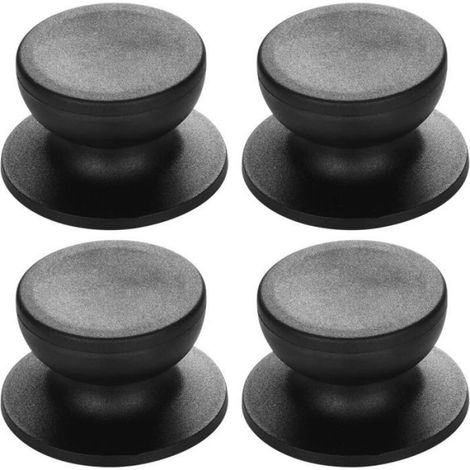 Lot de 4 Bouton couvercle Silicone universel Cuisine résistant chaleur lave-vaisselle noir (1/4)