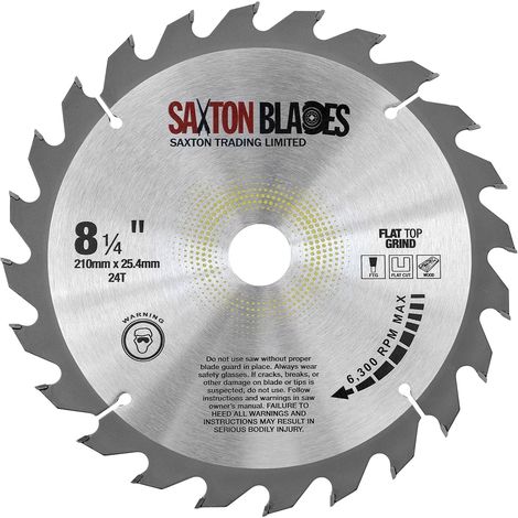 Saxton à dents plates TCT lame de scie circulaire 210 mm x 24 dents x 25,4 mm convient à Evolution Saws (1/5)