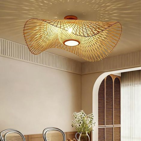 Japanese-style ceiling light in woven bamboo, E27 socket, 48 cm diameter (1/5)